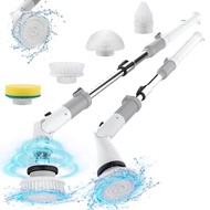 Electric Spin Scrubber, Cordless Power Brush Floor Scrubber with Adjustable Extension Arm and 4 Repl