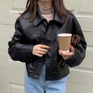 WGBLoose bag leather jacket for girls women Korean style vintage casual coats