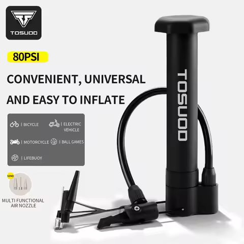 TOSUOD Bicycle Air Pump Portable 80PSI Motorcycle Tires Air Pump PVC Built-In Steel Pipe Multifuncti