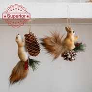 Adorable Faux Fur Squirrel Ornaments - Set Of 7 For Christmas Tree Decorations, Fireplace E2q2