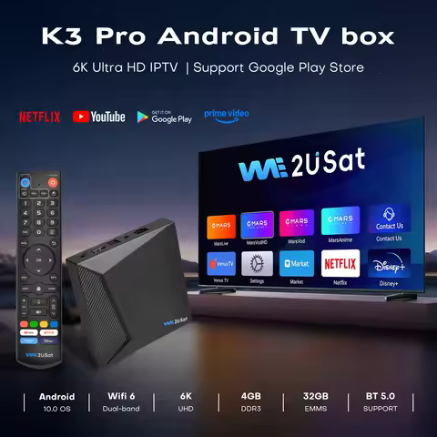 We2uSat K3 Pro 6K HDR Satellite Receiver Android 10.0 H.264/H.265 Smart TV BOX 2.4G/5G WIFI BT 5.0
