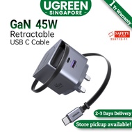 UGREEN Nexode 45W 3 in 1 Compact GaN Charger, Retractable USB C Fast Wall Charger Compatable for pho