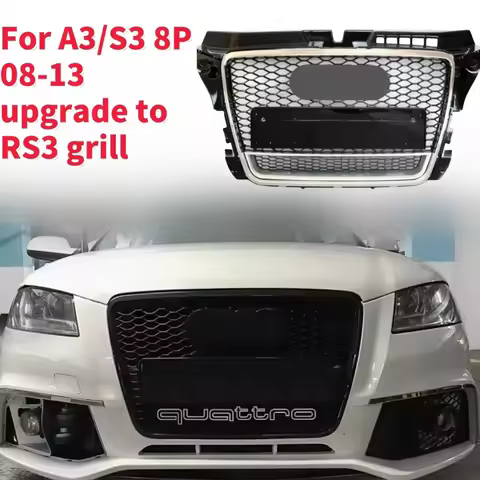 For RS3 Style Front Sport Hex Mesh Honeycomb Hood Grill for Audi A3/S3 8P 2009 2010 2011 2012 2013 N