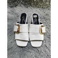 White Open Toe Block Heels