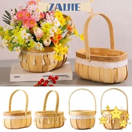 ZAIJIE24 Braid Flower Baskets, Sturdy Lace Tassel Flower Arrangement Basket, Creative Hand-Woven Wood with Handle Storage Baskets Flower Shop