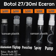 30ml fliptop bottle 30ml presstop bottle/ 30ml spray bottle/ 30ml pump bottle/ 30ml aluminum bottle/