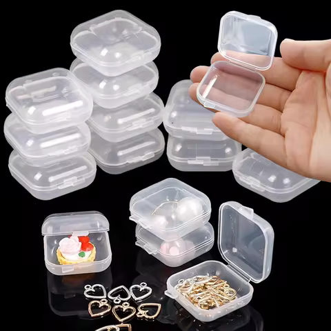 15/30pcs Mini Storage Box Jewelry Hardware Beads Earring Necklace Earplugs Transparent Display Box S