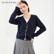 GIORDANO WOMEN Contrasting v-neck cotton cardigan 18354004
