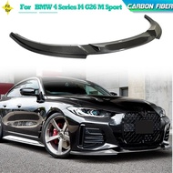 Real Carbon Fiber Front Bumper Lip Spoiler For BMW 4 Series I4 G26 M Sport Sedan 2021 2022 Car Front