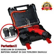 HDT Cordless Drill Mesin Bor Bolak Balik 10mm Battery 12V 1.5AH Set Box 2 Pcs Baterai Dan ACC Mata F