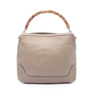 【二手】Gucci GUCCI Diana Bamboo 282315 灰褐色皮革竹節單肩包 女士二手 A