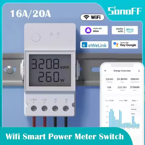 SONOFF POW Elite 16A/20A Wifi Smart Power Meter Switch Power Consumption Sensor With Overload Protec