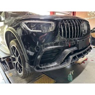 Real Dry Carbon Front Bumper Lip Chin Spoiler kits for Benz GLC63 AMG SUV 2020-2022 FRP Front Bumper