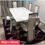 Marble Dining table With 6 Units Dining Chairs set 6person Dining table 150cm Stone table