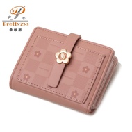 PK4 New Women Wallet Print Flower Short Wallet Zipper Coin Purse