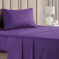 Battilo Bed Sheets 4 Pieces Set Fitted Sheet Flat Sheet with 2pc Pillowscase Hotel Luxury Breathable