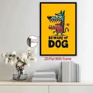 ภาพวาดผ้าใบกรอบแนะ 2D ขนาด 1 ชิ้น - โปสเตอร์หมี Cpatternoon Dog Warning Poster ที่น่ารัก ศิลปะผนังสไ