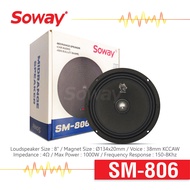 Soway SM-806 ลำโพง ขนาด 8 นิ้ว แม่เหล็ก 134x20mm Voice: 38mm 4Ω Frequency Response: 150- 8Khz ลำโพงรถยนต์ เครื่องเสียงติดรถยนต์ จำนวน 1 ดอก