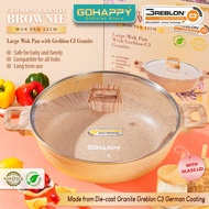 WOKPAN 32CM GRANITE GREBLON Gohappy Germany 4MM + FRYING PAN With GLASS LID PAN