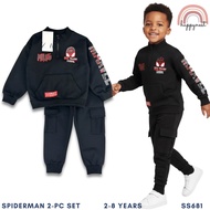 Marvel Spiderman Miles Morales Kids 2-Pc Set | Black Half-Zip Hoodie & Cargo Joggers | 2-8Y (SS681)