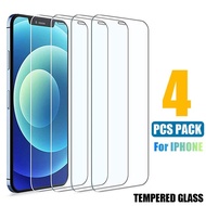 4 Pcs Tempered Glass For iPhone 14 13 12 11 Mini XR X XS Pro Max 7 8 6 6S Plus 5 5S SE 2020 Glass Screen Protector