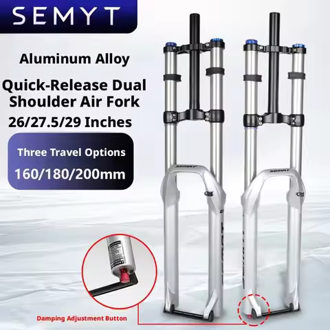 SEMYT QR Air Fork Aluminum Alloy Dual Shoulder MTB 26/27.5/29 Inch 160/180/200mm Travel Damping Adju