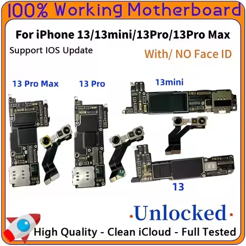 Unlocked Motherboard For iPhone 13 Mini Clean ICloud Mainboard For iPhone 13 Pro Max With/No Face ID