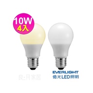 億光LED 10W全電壓E27燈泡PLUS升級版 黃光 4入