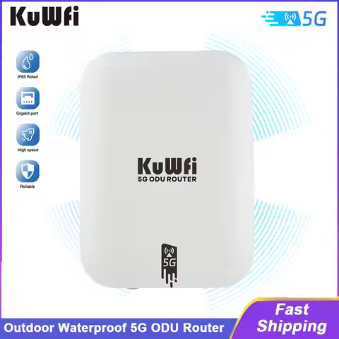 KuWFi Outdoor 5G ODU Router IP65 Waterproof Router Gigabit Ethernet Port None WiFi Support Firewall