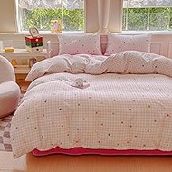 BlueBlue Kids Duvet Cover Set, 100% Cotton Bedding Set, Cartoon Pattern Print, 1 Duvet Cover and 2 P