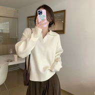 polo 領 毛衣女韓版 ins 潮 New French loose chic top for women 2025新款法式宽松别致polo领毛衣高级感内搭针织打底衫女上衣 Spring 2025 