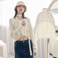 [ERSS] Women's Tops Mink Wool Mink Wool Tops Elegant Fairy Laced-Up Non-Tie White [K80032]