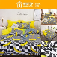 Wintop 3in1 Bedsheet Set Banana Bed Sheet Single Bed Sheet Double Size Bedsheet Queen Size Pillow