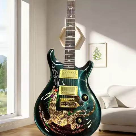 41Inch Green Gradient Dragon PRS Electric Guitar Rosewood Neck Mahogany Body Adjustable bridge Rock 