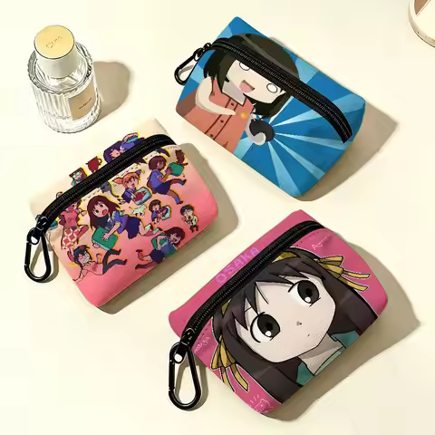 Azumanga Daioh Osaka Ayumu Multifunctional Oxford Cloth Small Pouch With Hook Mini Coin Wallet Earbu
