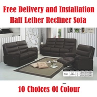 YHL Jean 1R / 2RR / 3RR Seater Half Leather Sofa With Recliner