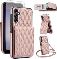 Phone Case for Samsung Galaxy A56 5G Wallet Cell Cover with Tempered Glass Screen Protector Credit S