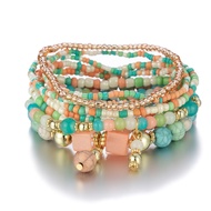 Bohemian Bracelet Multi-Element Pendant All-Match Niche Design Ladies Rice Beads Multi-Layer Elastic