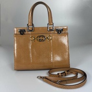 GUCCI ZUMI棕色蟒蛇皮兩用包