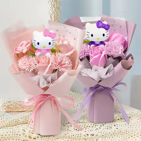 Sanrio Handheld Bouquet Hello Kitty Rose Bouquet Hello Kitty Artificial Roses Home and Wedding Decor