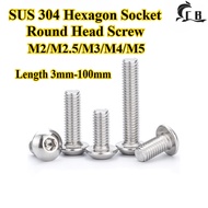 [CB-NLJLS] SUS304, Hexagon Socket Round Head Screw M2/M2.5/M3/M4/M5 Furniture Screw, Hexagon Socket 