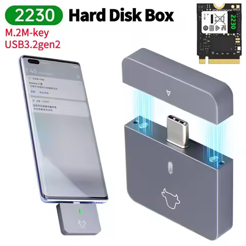 M.2 NVMe 2230 Hard Drive Box USB3.2 Gen2 External SDD Case Plug and Play Mobile Solid State Disk Cas