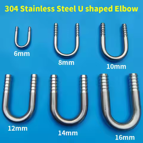 U Shape Aquarium Air Tube Connector For Co2 Diffuser Oxygen Pump System Stainless Steel For 6~16mm T