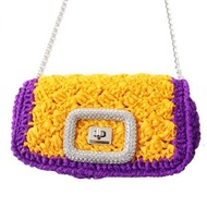 【持續更新】全新未使用 Roger Vivier Viv Shock 迷你鏈條單肩包，紫色和黃色，附水晶扣，含包裝袋和吊牌