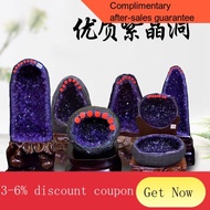 YQ55 Jocan Crystal stone Amethyst Hole Ornaments Dinosaur Egg Crystal Cave Purple Vug Money Bag Rough Stone New House Vi