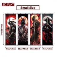 TEMU 2d Flat, 4pcs Japanese Plastic Scroll Wall Art - Vertical Hanging Ink Panel, Fade-resistant Hd 