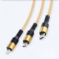 **包郵** 黑金色 Micro + Type C + Lightning 三合一USB充電線 (1.2m) [平行進口]