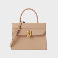 CHARLES & KEITH女包復古風琴包袋仔不規則包扣手提包單肩包米色肉色Charles and Keith 小CK出街Office大學上堂磁扣Shoulder Bag 純色手拎包包手袋Fashi