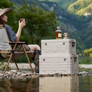 Foldable Outdoor Camping Storage Box with Lid, Car Trunk Portable Folding Crate Table