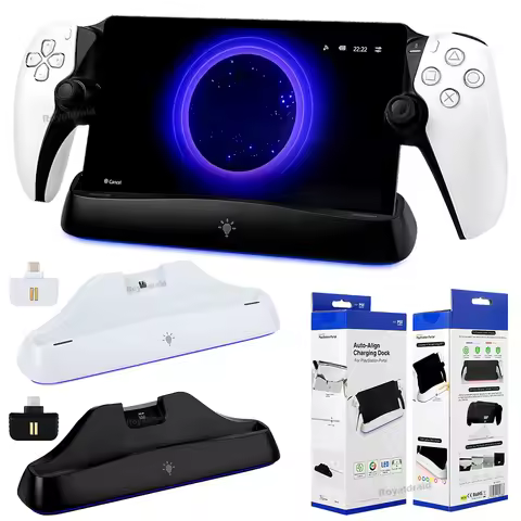 Auto-Align RGB Charging Dock Station for PS Portal Console Type-C Charger Stand Base Holder for PS5 